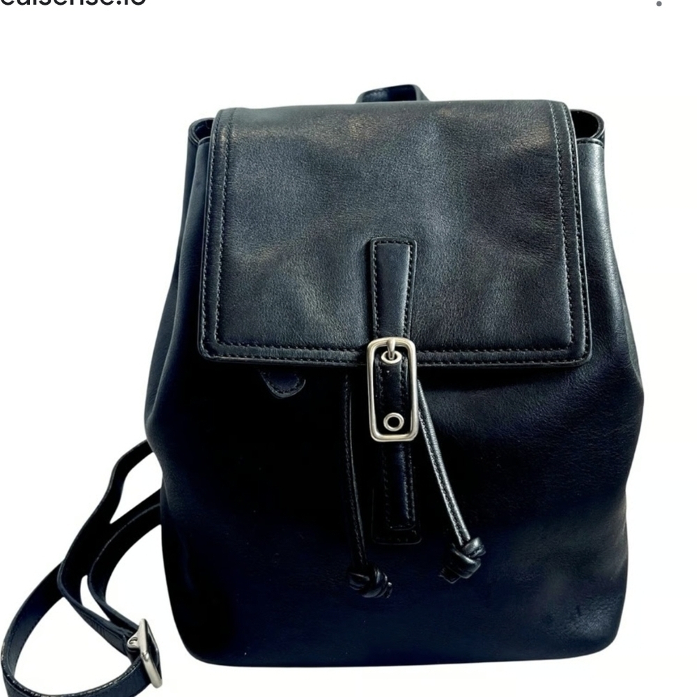 TCoach Vintage Y2K Legacy Smooth Black Leather Backpack Style 9858